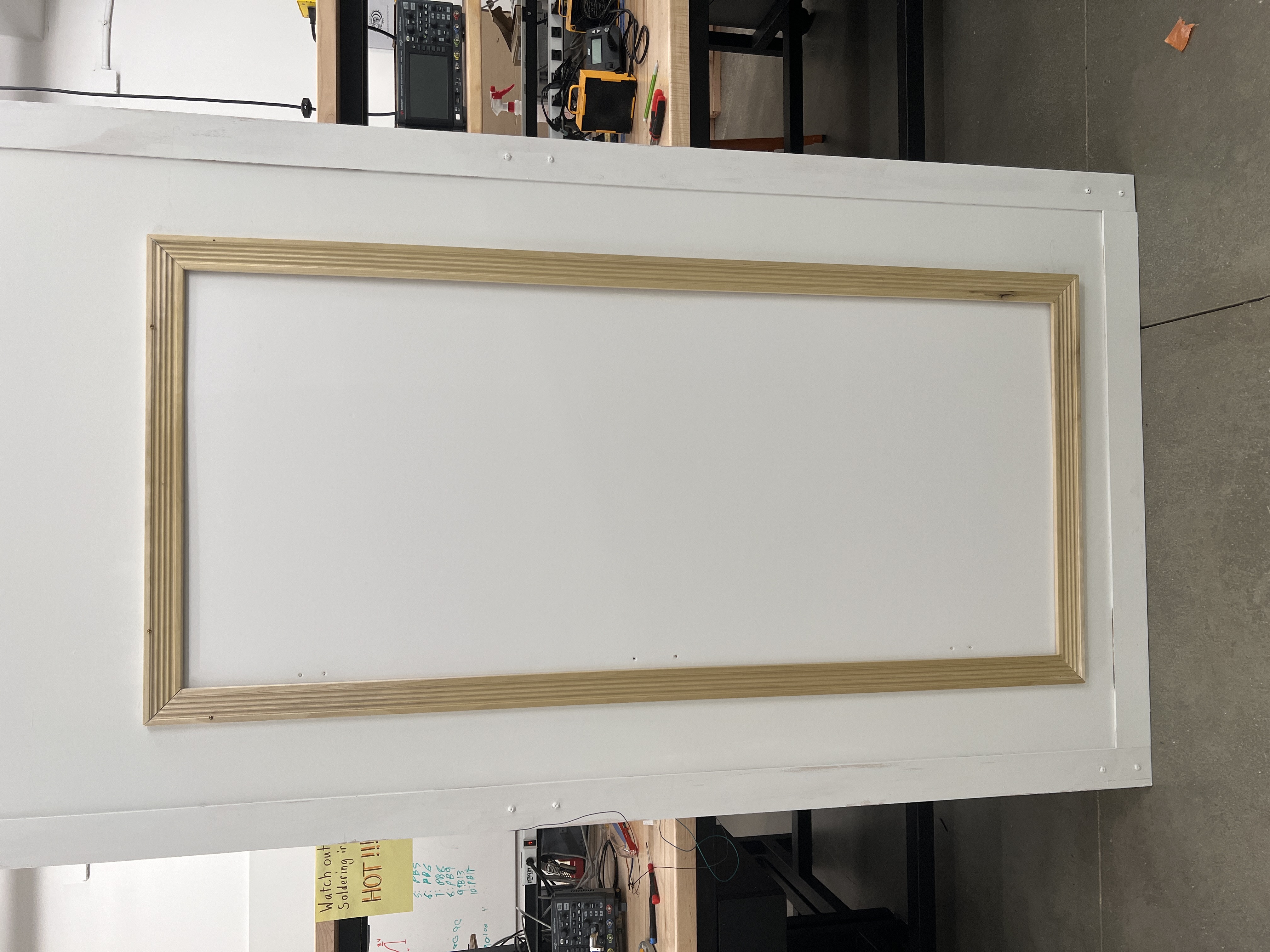 Initial test fit of frame and door